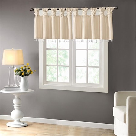 Madison Park 50 x 26 in. Emilia Twisted Tab Valance with Beads - Champagne MP41-4454